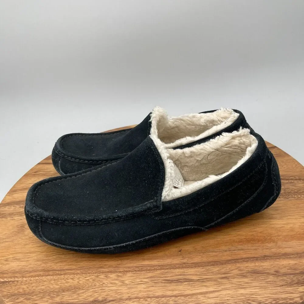 UGG Ascot Moccasin Slippers Mens Size 12 Black Suede Casual Comfort Shoes - Picture 3 of 9